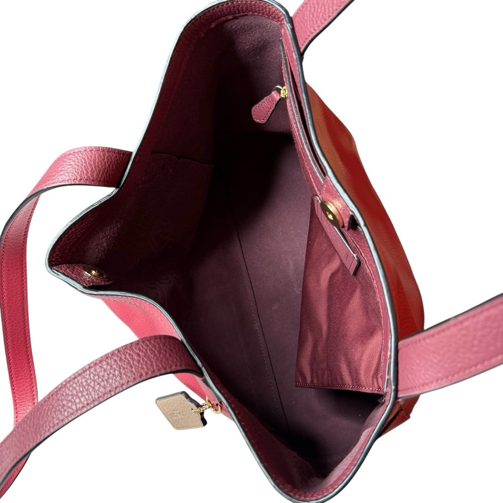 Coach C4063 Leather Horse Carriage Tote Bag Burgundy/Maroon Charm - Picture 3 of 6
